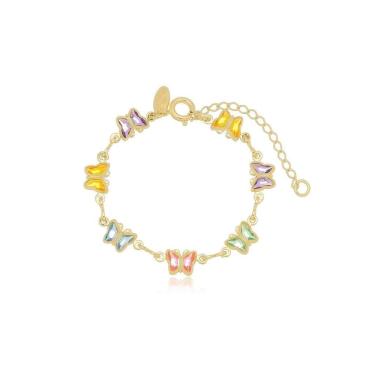 Imagem de Pulseira Infantil Borboletas Banhada A Ouro 18K