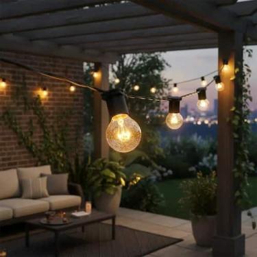 Imagem de Varal de Luz 10 Metros e 10 Lâmpadas Inclusas Amarelas p Área Externa 