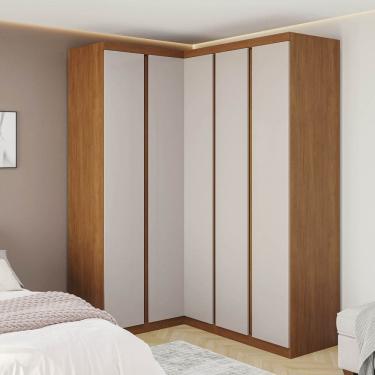 Imagem de Guarda-roupa Modular 3 Peças 5 Portas Arani Cabecasa Madeiraoriginals Cinamomo/ Off White