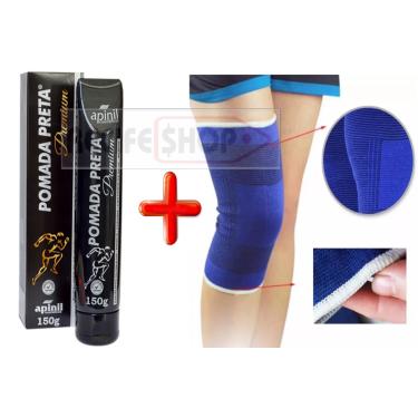 Imagem de Pomada Preta Bisnarga 150g + Par de Joelheira Ortopedica Azul