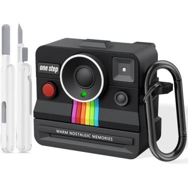 Imagem de VISOOM Capa retrô para AirPods Pro feminina e masculina, capa moderna de silicone Air iPods Pro 2 1 geração com kit de limpeza compatível com Apple Airpods Pro 2ª 1ª geração, preta