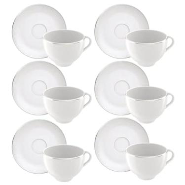 Imagem de Conjunto 6 Xícaras de Chá Café com Pires 185ml Tramontina Atena Porcelana Branca