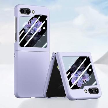 Imagem de Flip5 Flip 5 Estojo protetor de película de vidro temperado para Samsung Galaxy Z Flip 5 Zflip5 5G Folding Design Phone Covers, roxo, para Samsung Z Flip 5
