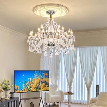 Imagem de Luxo Europeu Vela Cristal Candelabro LED Criatividade Americana Sala de Estar Restaurante Quarto Villa Hotel Edifício Duplex Lâmpada Pendente (A 15 luzes)