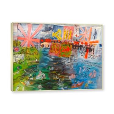 Imagem de NHLDZYH Moldura champanhe. Folhas impressionistas, (Regata de vela 3) de Raoul Dufy, reprodução de quadros, quadros de pinturas famosas, imagem murais quartos. 60x80cm