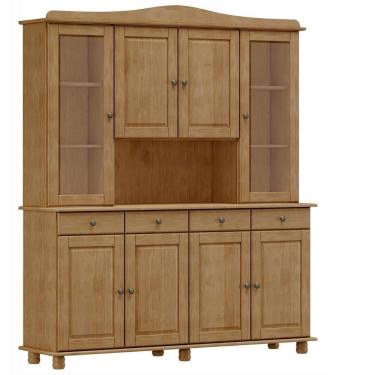 Imagem de Armário De Cozinha Rústico Com Cristaleira 8 Portas 4 Gavetas Lazuli F06 Freijó - Lyam Decor