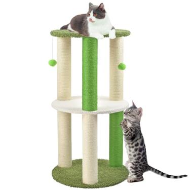 Imagem de Poste arranhador de gatos de 3 camadas para gatos grandes, poste arranhador de gato grande de 83 cm com cama, arranhador de gato alto resistente com base grande, torre arranhadora para gatos internos