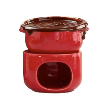 Imagem de Copo De Fondue - Pote de Cerâmica com Aquecedor Resistente ao Calor,Canecas Para Derreter Chocolate Com Garfos,Para Queijo Marshmallow Manteiga Sobremesa Casamento Festa Aniversario