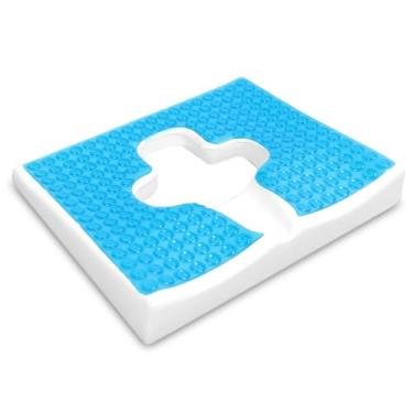 Imagem de Almofada antiescaras, Almofadas antiescaras de material de fibra para respirar livremente para bumbum, abertura em forma de T com design de inclinação triangular Almofada antidecúbito para idosos, aca