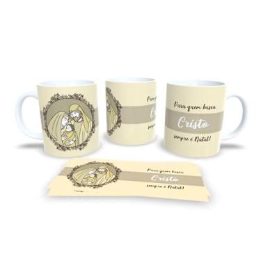 Imagem de Caneca Natalina Família Feliz, Porcelana Branca com Design Preto e Dourado, Mensagem Inspiradora em Português (2574)