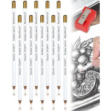 Imagem de Conjunto de lápis de borracha de 10 peças, bastões de borracha de desenho com apontador para artistas e iniciantes