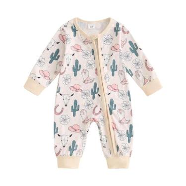 Imagem de Macacão FIOMVA Western Baby Girl com estampa de cacto de 3 a 6 meses