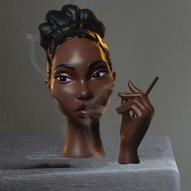 Imagem de Queimador de incenso ZANMVIK Head Scents Black Woman Resina 25 cm
