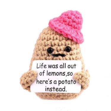 Imagem de Toy Positive Potato Crochet de lã tricotada com cartão positivo - XIHI