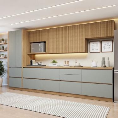 Imagem de Cozinha Completa Modulada 7 Peças 10 Portas 7 Gavetas Com Rodapé Norten Nature-verde