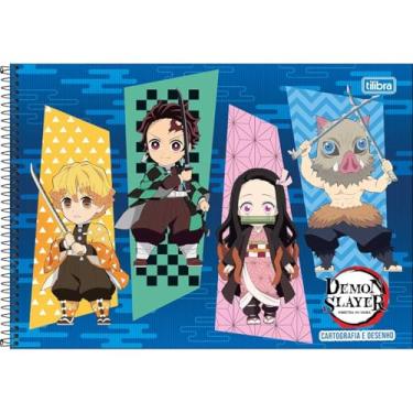Imagem de Caderno de Desenho Demon Slayer TILIBRA - 80 Folhas (4 Personagens)