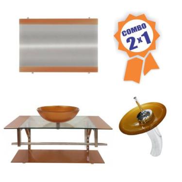 Imagem de Combo 2 em 1 - Gabinete 90cm Itália + Torneira Ibiza - EKASA, Dourado 