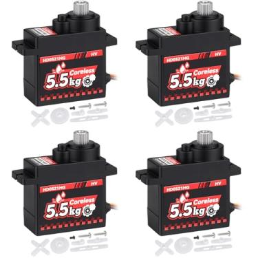 Imagem de HobbyPark Pack of 4 Waterproof 5.5kg Micro Servo Coreless Motor Arduino Servos Digital Metal Gears High Torque for 1/24 RC Crawler Car Steering Servo fit RC Airplane Boat Robotics DIY 5.0v-8.4v