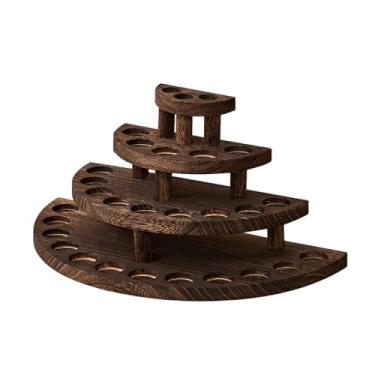 Imagem de Ysyqkn Suporte para Óleos Essenciais, Expositor de Esmaltes com 4 Níveis, Prateleira de Madeira para Salão de Beleza, Banheiro e Spa