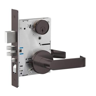 Imagem de SUMBIN Fechadura de encaixe comercial/residencial, fechadura de maçaneta de porta resistente, grau 1 - fechadura de maçaneta com chave apenas rosa, UL CUL e ADA porta da frente de escritório