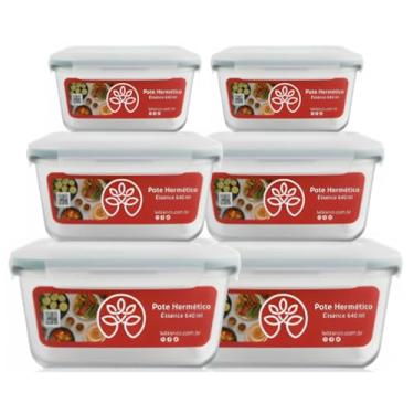 Imagem de Pote Hermético Kit 6 Potes em Vidro, Tampa com Vedação, Tamanhos 370ml/640ml/1040ml, para Armazenamento de Alimentos, Ideal para Cozinha