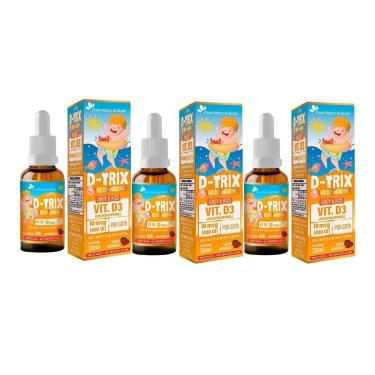 Imagem de 3x D-trix Vitamina D3 para Crianças Em Gotas 30ml 10mcg Sabor Morango - Flora Nativa do Brasil-Unissex