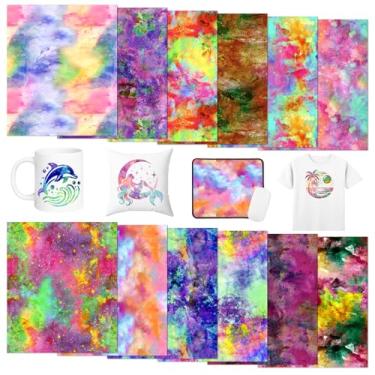 Imagem de Tintnut Folhas de transferência de tinta de sublimação em aquarela neon - 12 folhas 30,5 x 25,4 cm pacote de papel de transferência de sublimação colorido para canecas, copos, chaveiro, camisetas