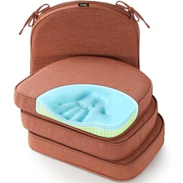 Imagem de SUNROX Almofadas de cadeira de espuma de memória de gel, FadeShield Water, resistentes a manchas, almofadas reversíveis duráveis com laços para cozinha interna/externa, sala de jantar, escritório, 43