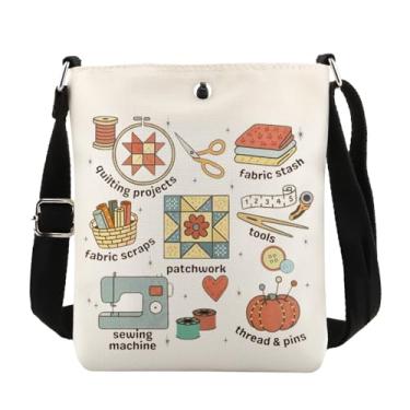 Imagem de MAOFAED Presente de costura Crafter, presente acolchoado, bolsa transversal para costureira, presentes de costura para mãe, ideia de presentes de colcha (patchwork)