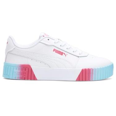 Imagem de PUMA Tênis feminino Carina 20 Fade Jr, Branco/rosa pôr do sol, 6 Big Kid