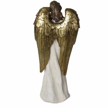 Imagem de Anjo Decorativo Musico Violinista Resina Enfeite Natal 38cm