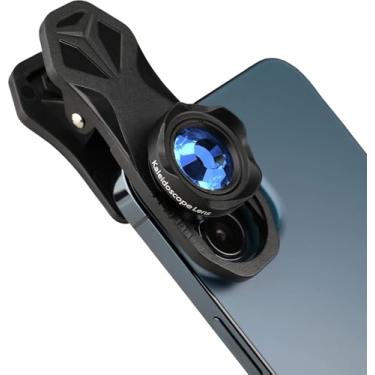 Imagem de ALILUSSO Lente caleidoscópio para iPhone 16 15 14 13 Pro Max Plus Samsung Galaxy Moto Google TCL telefones e tablets etc, com clipe de vidro prisma número variável de assuntos câmera fotografia