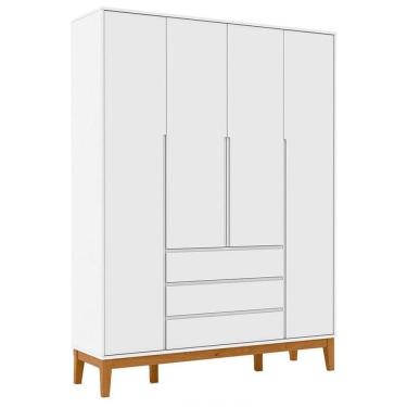 Imagem de Guarda Roupa Infantil Nature Clean 4 Portas Branco Soft Eco Wood - Matic