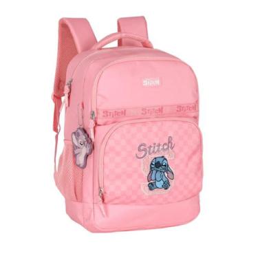 Imagem de Mochila Escolar Stitch e Angel Rosa Feminino Disney Luxcel - 692684571