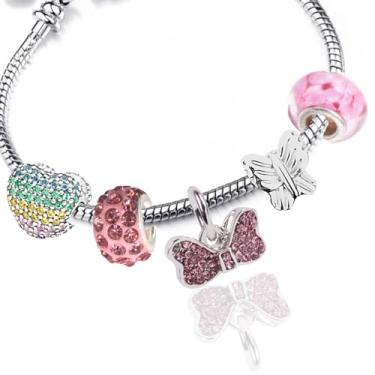 Imagem de Pulseira Joaninha Rosa com trava de segurança - Pulseira Feminina - Presente Feminino - Joias para Mulheres - Presente Namorada -compatitíveis com berloques de prata de todas as marcas