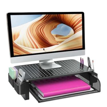 Imagem de Apoiador de Notebook Suporte Para Computador Monitor PC Setup Gamer Mesa Organizador Home Office com gaveta e suporte de caneta