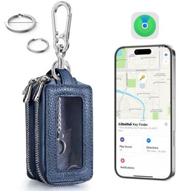 Imagem de Capa para chaveiro de carro, localizador universal de chaves, rastreador antiperda integrado, couro de poliuretano premium, porta-chaves inteligente para carro, capa de chaveiro com camada dupla