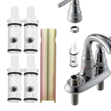 Imagem de Kit de substituição de cartucho de torneira 1224 4 peças para torneiras de duas alças e kit de reparo de banheira/chuveiro, compatível com os modelos 1224B e 14272, inclui chave de instalação (com