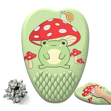 Imagem de Descanso de pulso de cogumelo vermelho para mouse pad com design em forma de coração amarelo fofo sapo e caracol mousepad ergonômico para jogos com suporte de pulso, tecido de seda de leite de