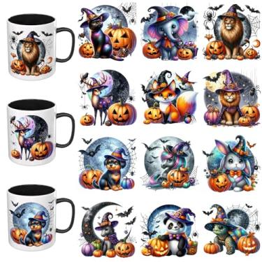 Imagem de Elewins Adesivos UV DTF - 12 folhas vampiro gato preto UV DTF copo envoltório para canecas de vidro café, decalques DIY para copos, esfregar à prova d'água em transferências para artesanato