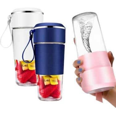 Imagem de Copo Mini Liquidificador Portátil para Whey Suco Vitamina Shakes 350ml Sem fio Recarregável USB Fácil Lavar Linha Premium