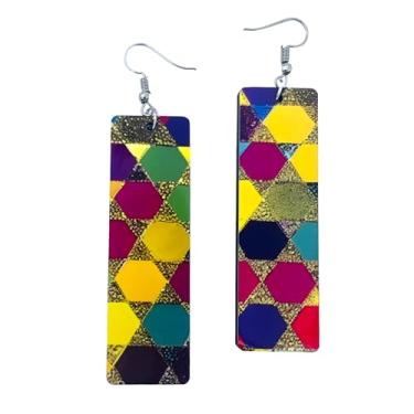 Imagem de Brincos de Mardi Gras para Mulheres - Moda Festiva para Celebrações de Carnaval - Joias de Mardi Gras - Brincos verdes, dourados e roxos para desfile de Carnaval - Joias de Carnaval - Joias de Nova Orleans, Madeira, Sem pedra preciosa