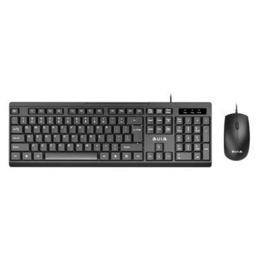 Imagem de Kit Teclado e Mouse AULA AC101 ABNT2 com Mouse 1200 DPI, Teclado com Vida Útil de 10 Milhões de Toques e Conexão USB