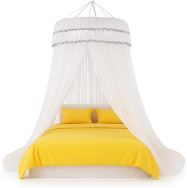 Imagem de Tela Mosquiteiro de teto, para Cama de casal box, redinha Branca com Elástico, Proteção Total Contra Insetos, Design Moderno, elegante e Aconchegante.