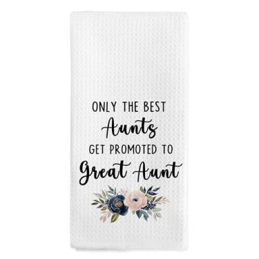 Imagem de nvucamd Great Aunt Gifts Toalhas de cozinha, presentes de anúncio de gravidez para tias, toalhas de mão para banheiro e cozinha, apenas as melhores tias são promovidas a toalha de chá da tia-avó, 40 x