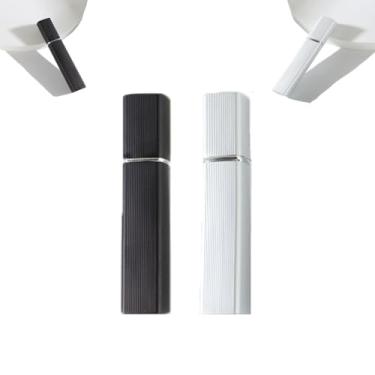 Imagem de Pacote com 2 frascos atomizador de perfume recarregável de 12 ml, spray portátil de viagem, mini spray de perfume à prova de vazamento, atomizador de fragrância de viagem de névoa fina, Preto + prata
