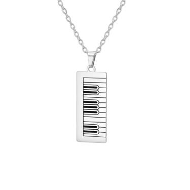 Imagem de UNIFT Colar feminino com pingente de instrumento musical de aço inoxidável, presente ideal para pianistas, entusiastas da música, Adjustable, Aço inoxidável, Sem Pedra Preciosa