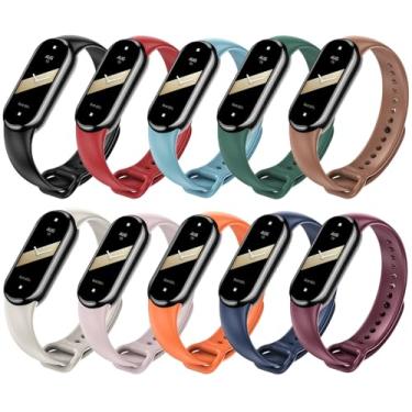 Imagem de Z.DuDuZAZA Pulseiras para relógio Mi Band 10/9/8 de substituição, multicolorido [pacote com 10] Pulseiras de relógio de silicone macio, perfeitas para Xiaomi Mi Band 8 9 10, pulseiras duráveis para