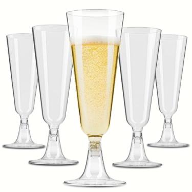 Imagem de Qeirudu Taças de champanhe de plástico de 156 g, pacote com 40 taças de champanhe descartáveis copos de mimosa transparentes para formaturas, casamentos, aniversários, chás de bebê, buffets