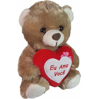 Imagem de Urso De Pelúcia Com Coração Eu Amo Você 20cms - Marrom - Fizzy